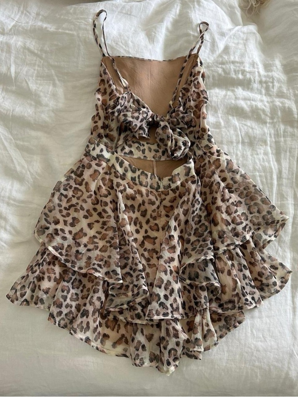 Leopard Print Rimper with Ruffle Skirt - Picture 2 of 4
